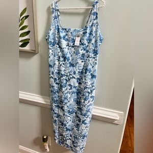 NWT Abercrombie & Fitch Blue Floral Stretch Dress Xl Petite SOLD OUT $100